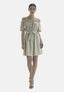 Elara Damen Off-Shoulder-Kleid mit Bindegürtel