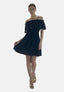 Elara Damen Off-Shoulder-Kleid mit Bindegürtel