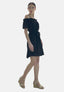 Elara Damen Off-Shoulder-Kleid mit Bindegürtel