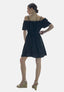 Elara Damen Off-Shoulder-Kleid mit Bindegürtel