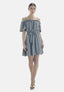 Elara Damen Off-Shoulder-Kleid mit Bindegürtel