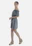 Elara Damen Off-Shoulder-Kleid mit Bindegürtel