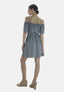 Elara Damen Off-Shoulder-Kleid mit Bindegürtel