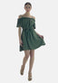Elara Damen Off-Shoulder-Kleid mit Bindegürtel