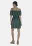 Elara Damen Off-Shoulder-Kleid mit Bindegürtel