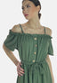 Elara Damen Off-Shoulder-Kleid mit Bindegürtel