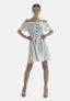 Elara Damen Off-Shoulder-Kleid mit Bindegürtel