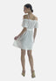 Elara Damen Off-Shoulder-Kleid mit Bindegürtel