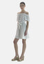 Elara Damen Off-Shoulder-Kleid mit Bindegürtel