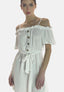 Elara Damen Off-Shoulder-Kleid mit Bindegürtel