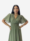 Maxikleid Sommer-Maxikleid mit V-Ausschnitt