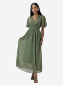 Maxikleid Sommer-Maxikleid mit V-Ausschnitt