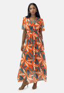 Maxikleid Sommer-Maxikleid mit V-Ausschnitt