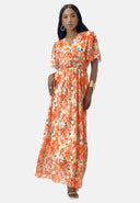 Maxikleid Sommer-Maxikleid mit V-Ausschnitt
