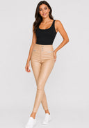 Hose High Waist Kunstleder Skinny Fit