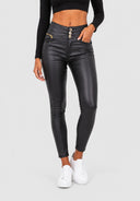 Hose High Waist Kunstleder Skinny Fit