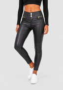 Hose High Waist Kunstleder Skinny Fit