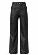 Hose High Waist Kunstleder Cargo