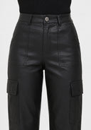 Hose High Waist Kunstleder Cargo