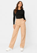 Hose High Waist Kunstleder Cargo