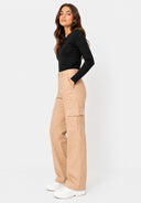 Hose High Waist Kunstleder Cargo