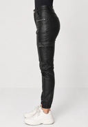Hosen High Waist Kunstleder Cargo
