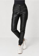 Hosen High Waist Kunstleder Cargo