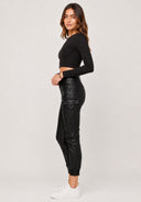 Hosen High Waist Kunstleder Cargo