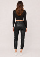 Hosen High Waist Kunstleder Cargo