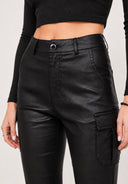 Hosen High Waist Kunstleder Cargo