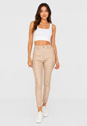 Hosen High Waist Kunstleder Cargo