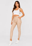 Hosen High Waist Kunstleder Cargo
