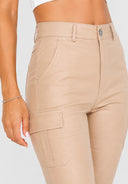 Hosen High Waist Kunstleder Cargo
