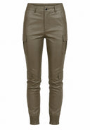 Hosen High Waist Kunstleder Cargo