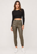 Hosen High Waist Kunstleder Cargo