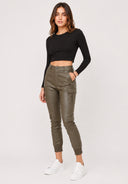 Hosen High Waist Kunstleder Cargo
