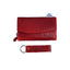 Eine rote Chunkyrayan Echtleder Vintage-Geldbörse mit Reißverschluss und Klappe vorne sowie passendem Schlüsselanhänger, beide mit Chunky Royal Logo. Mit kleinem TÜV-Label – perfekt als Geschenk.
