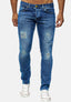 Elara Herren Jeans Destroyed Slim Fit Hose Denim Stretch