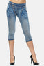 Elara women's 3/4 jeans slim high waist capri trousers